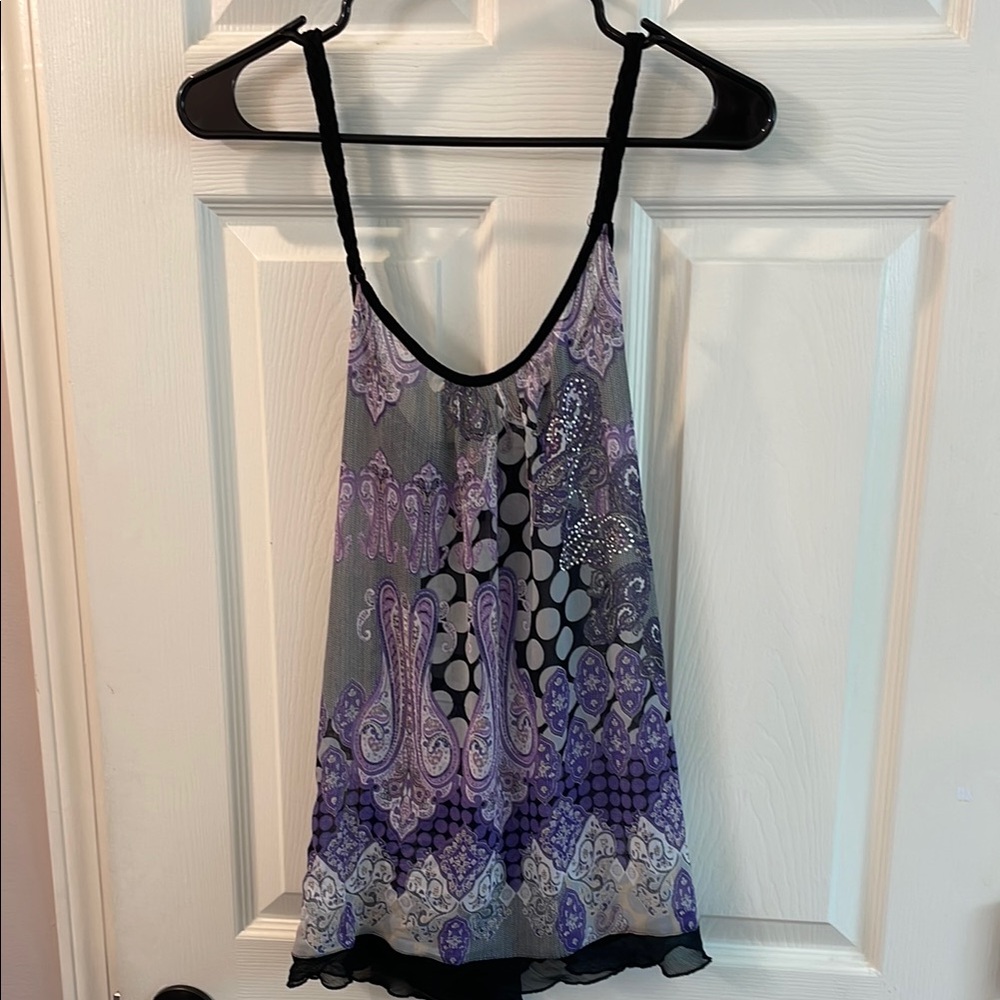 Purple and black Graphic Tank Top